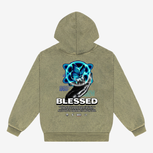 Olive Green BLESSED BUTTERFLY Hoodie
