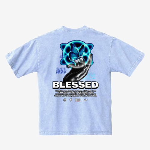 Ice Blue BLESSED BUTTERFLY Shirt