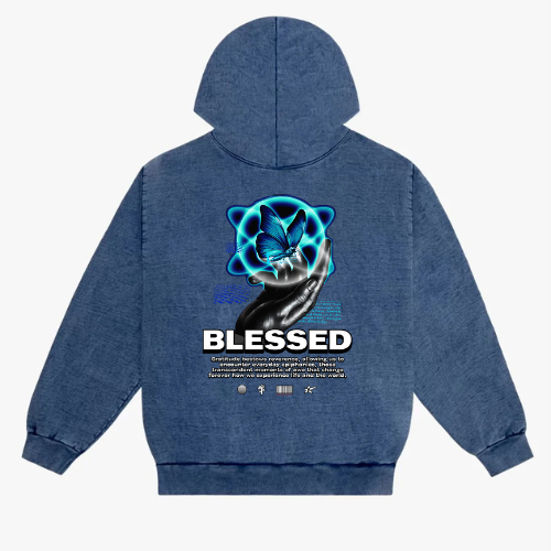 Navy Blue BLESSED BUTTERFLY Hoodie