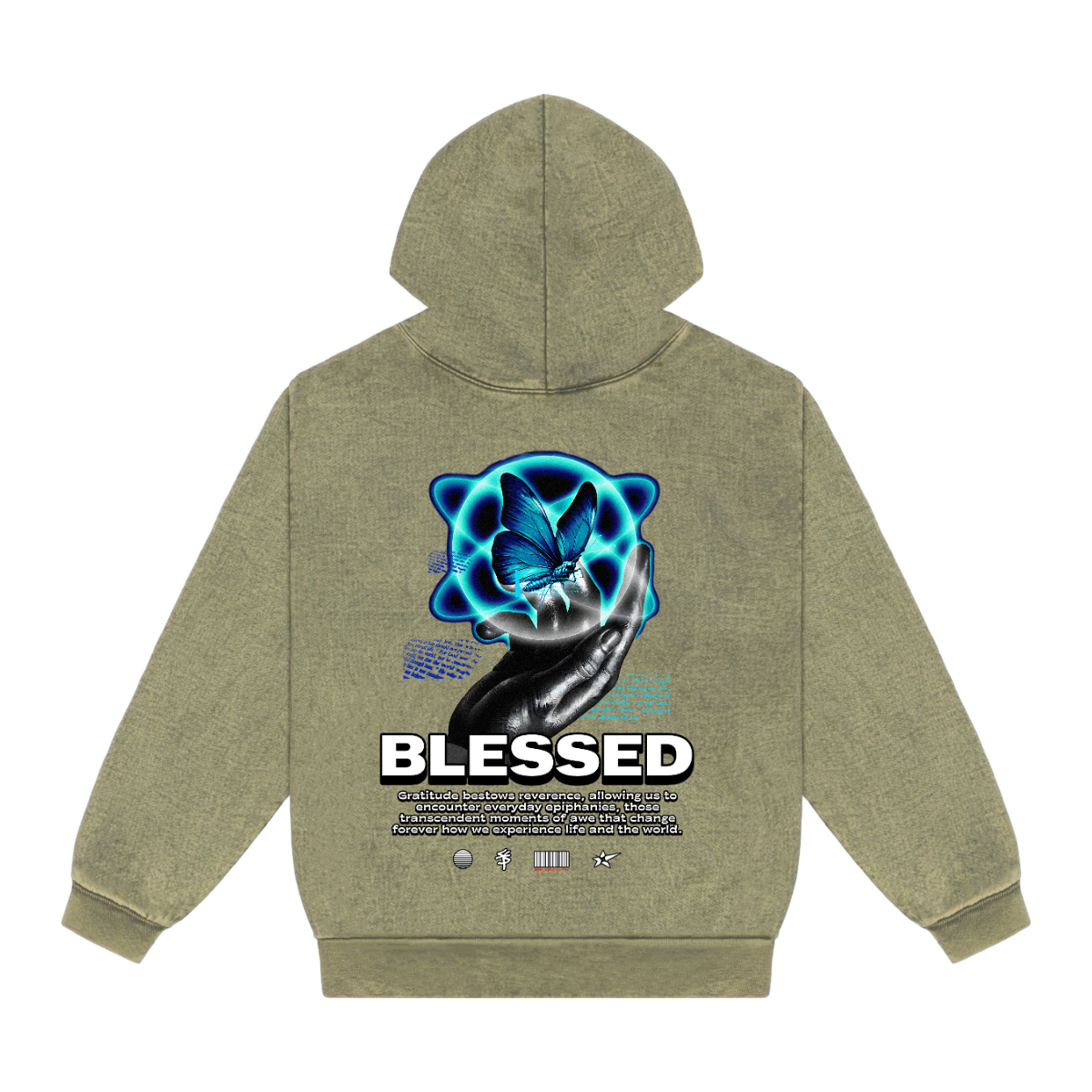 BLESSED BUTTERFLY - Mineral Wash Heavyweight Hoodie