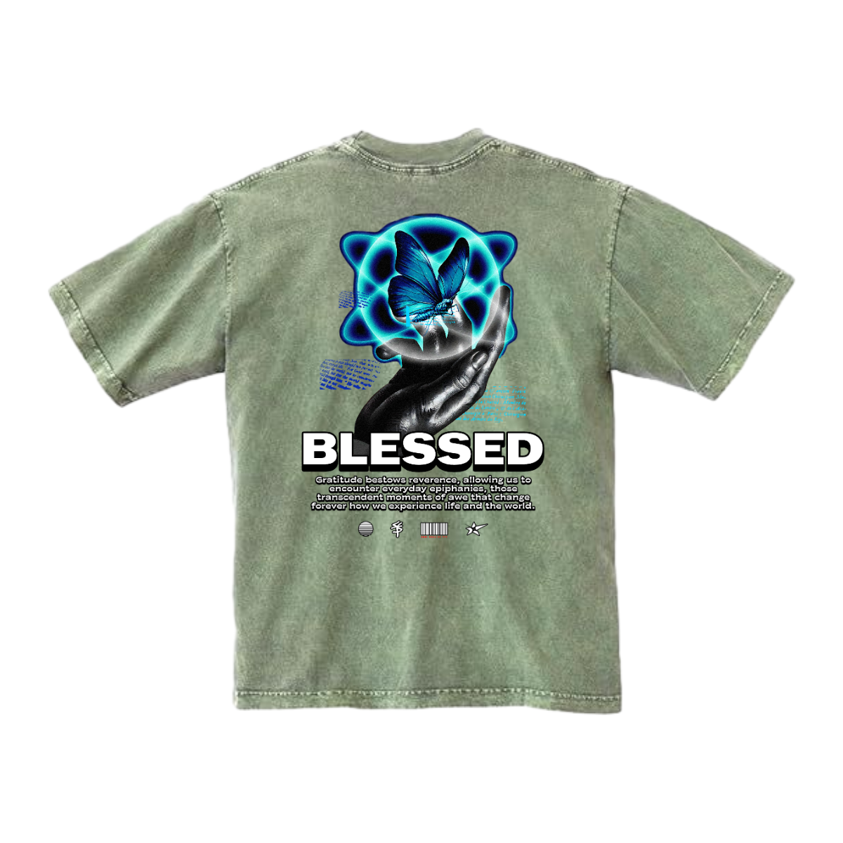 BLESSED BUTTERFLY - Mineral Wash Heavyweight T