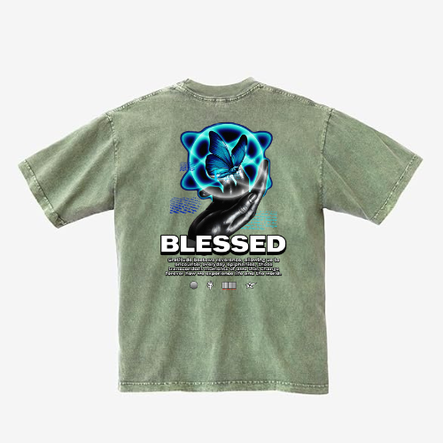 Olive Green BLESSED BUTTERFLY Shirt