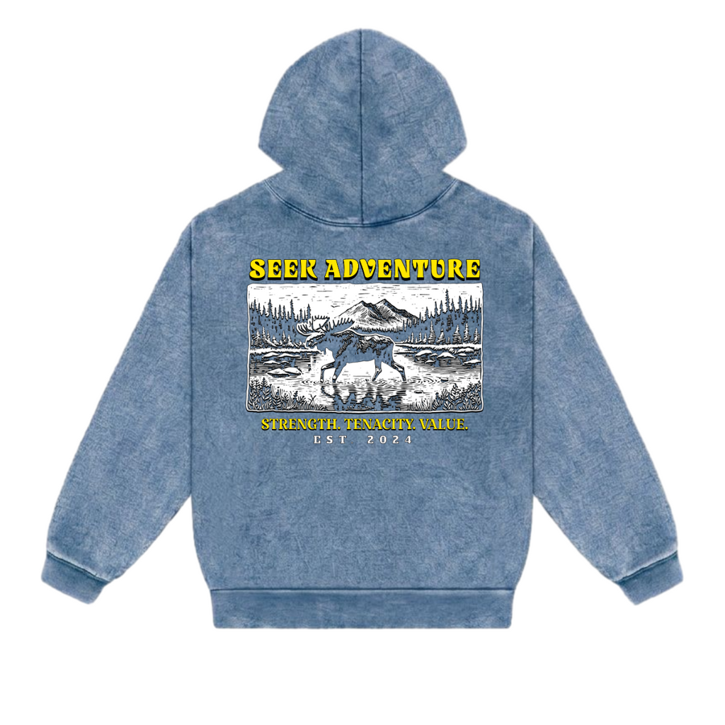 SEEK ADVENTURE - Mineral Wash Heavyweight Hoodie