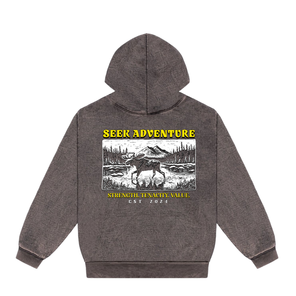 SEEK ADVENTURE - Mineral Wash Heavyweight Hoodie