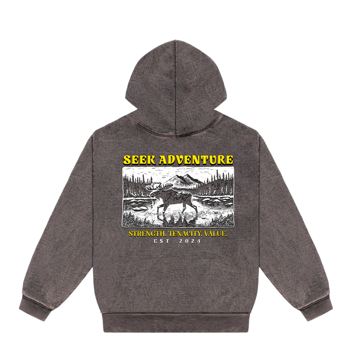 SEEK ADVENTURE - Mineral Wash Heavyweight Hoodie