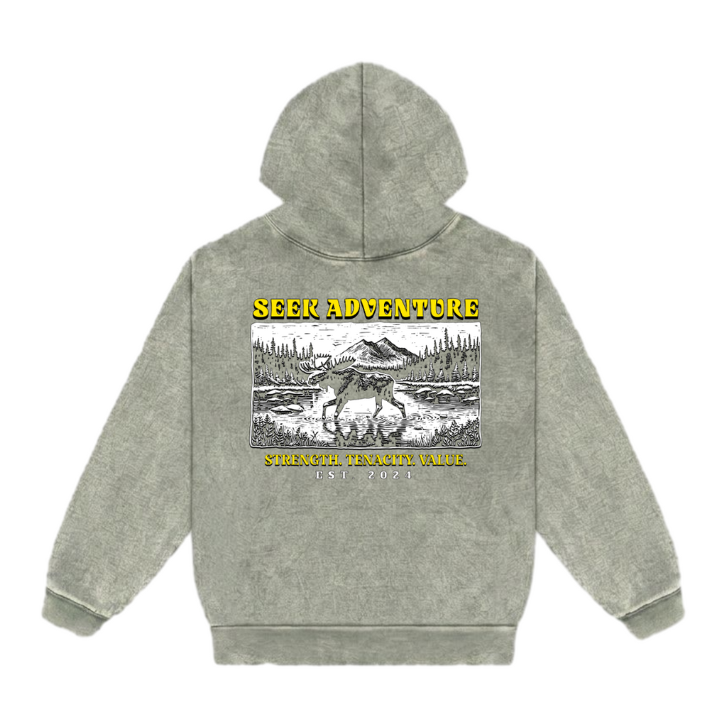 SEEK ADVENTURE - Mineral Wash Heavyweight Hoodie