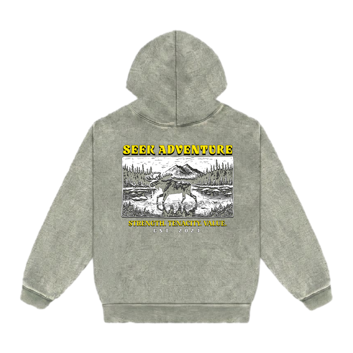 SEEK ADVENTURE - Mineral Wash Heavyweight Hoodie