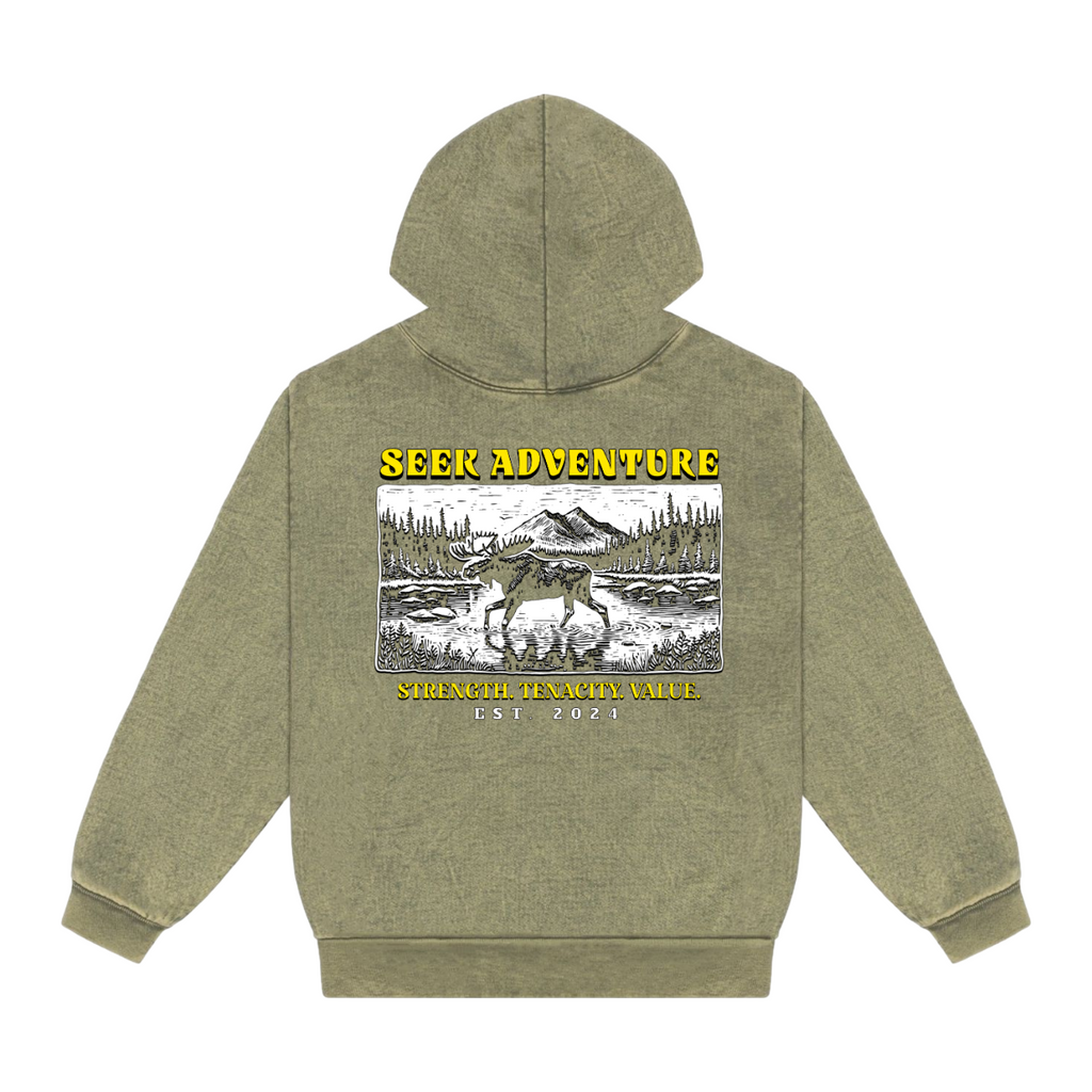 SEEK ADVENTURE - Mineral Wash Heavyweight Hoodie