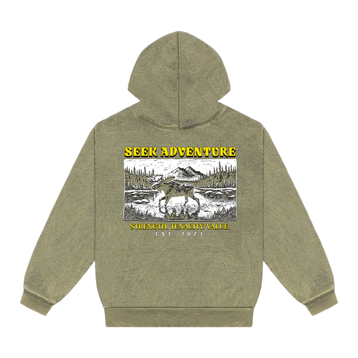 SEEK ADVENTURE - Mineral Wash Heavyweight Hoodie